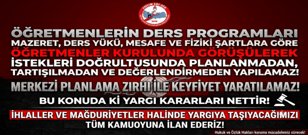 MEB MERKEZİ KILIFLI DÜŞÜNÜLEN DERS PROGRAMLARININ UYGULANABİLİRLİĞİ YOKTUR!